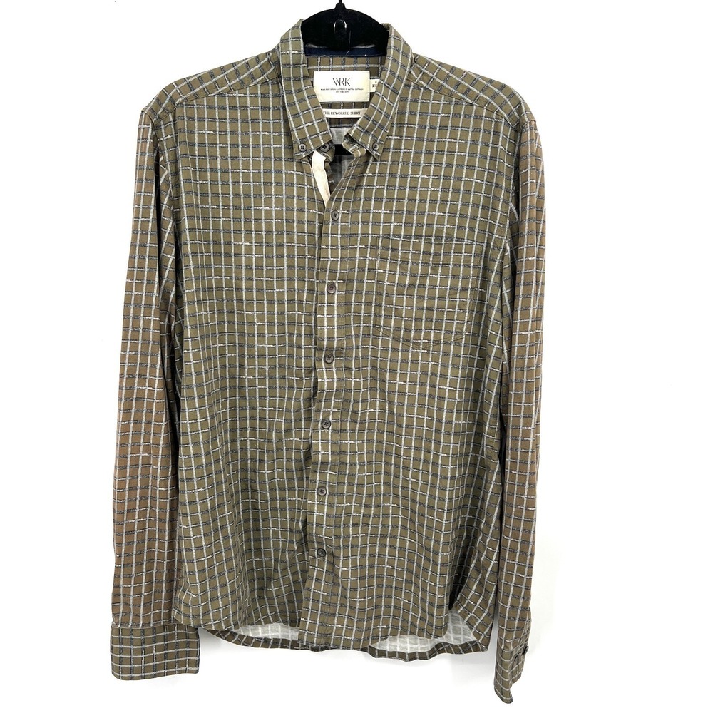 WRK work rest karma matteo gottardi reworked shirt green windowpane plaid M
